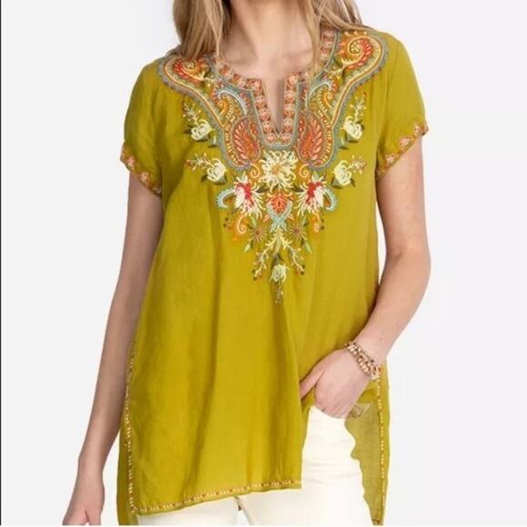 Johnny Was Embroidered Viper Tikal Swing Blouse Top Popover Boho Size S - Picture 9 of 10